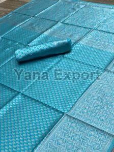 111 Turquoise Blue Lichi Silk Sarees