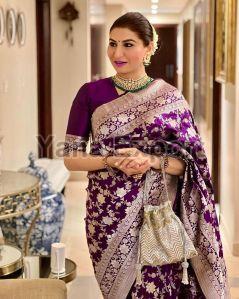 111 Violet Lichi Silk Sarees