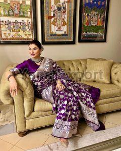 111 Violet Lichi Silk Sarees