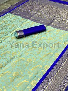 222 Blue & Green Litchi Silk Sarees