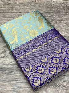 222 Blue & Green Litchi Silk Sarees