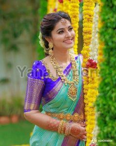 222 Green & Blue Litchi Silk Sarees