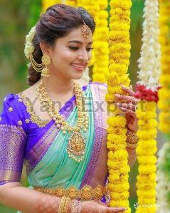 222 Green & Blue Litchi Silk Sarees