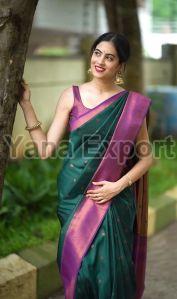 222 Green & Purple Litchi Silk Sarees