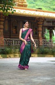 222 Green & Purple Litchi Silk Sarees