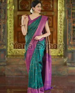 222 Green & Purple Litchi Silk Sarees