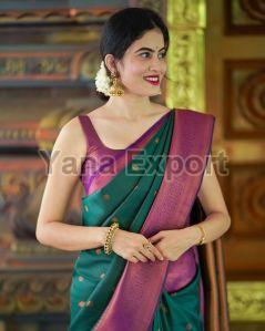 222 Green & Purple Litchi Silk Sarees