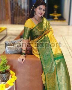 222 Green & Yellow Litchi Silk Sarees