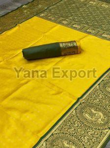 222 Green & Yellow Litchi Silk Sarees