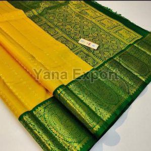 222 Green & Yellow Litchi Silk Sarees