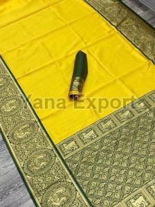 222 Green & Yellow Litchi Silk Sarees