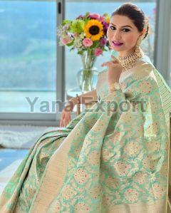 222 Light Green Litchi Silk Sarees