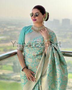 222 Light Green Litchi Silk Sarees