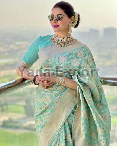222 Light Green Litchi Silk Sarees