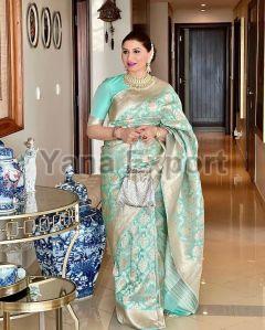 222 Light Green Litchi Silk Sarees