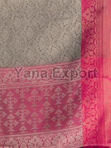 222 Pink & Grey Litchi Silk Sarees