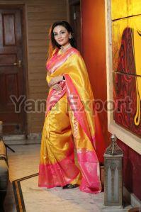 222 Pink & Yellow Litchi Silk Sarees