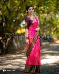 222 Pink Litchi Silk Sarees