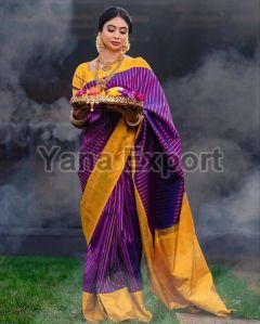 222 Purple & Yellow Litchi Silk Sarees