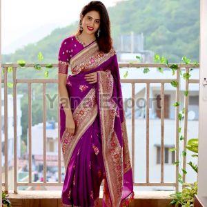 222 Purple Litchi Silk Sarees