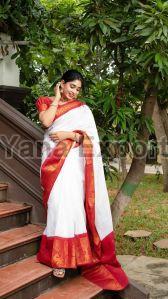 222 Red & White Litchi Silk Sarees