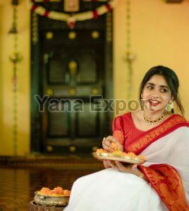 222 Red & White Litchi Silk Sarees