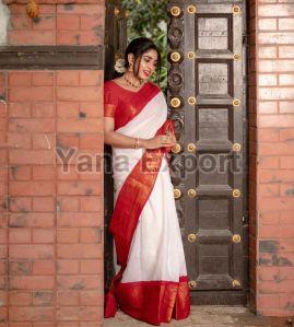 222 Red & White Litchi Silk Sarees