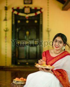 222 Red & White Litchi Silk Sarees