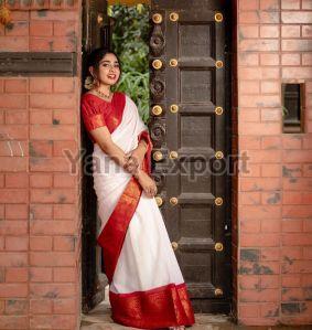 222 Red & White Litchi Silk Sarees
