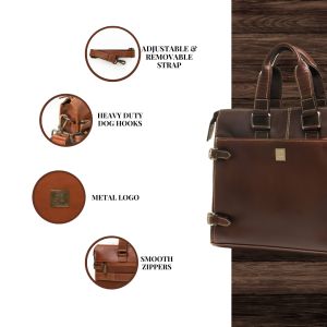 Dark Brown Leather Laptop Bag