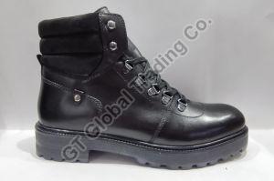 Mens Black Lace Up Leather Boot