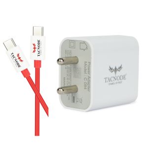 Tacnode 25 Watt Super fast usb & C Port Home Charger with Usb to C To C Cable