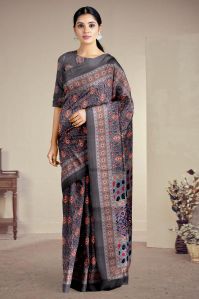 Ladies Designer Ajrakh Printed Saree
