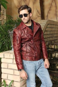 Mens Cherry Lambskin Leather Jacket