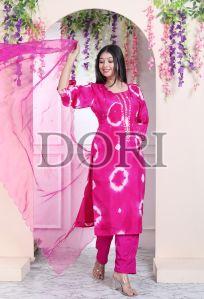 Ladies Hot Pink Silk Suit