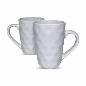 Plain White Ceramic Diamond Coffee Mug