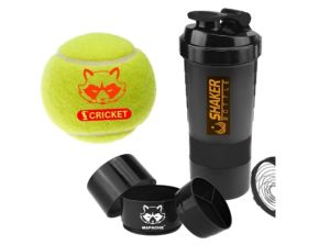 Mapache Sports Combo Cricket Ball with Spider Shaker Bottle