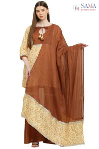 Designer Cotton Kurti Palazzo Dupatta Set