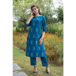 Ladies Printed Kurti Pant Set