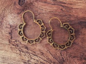 Round Golden Brass Earrings