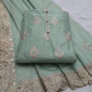 Embroidered Silk Dress Material