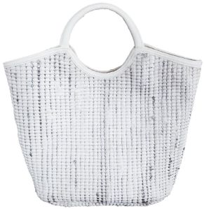 SEI-B-1566 A White & Silver Hand Woven Bag