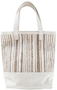 SEI-B-1591 White & Brown Hand Woven Bag