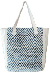 SEI-B-2002 Blue & White Hand Woven Bag