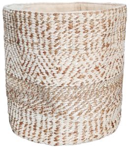 SEI-B-2375 White & Brown Hand Woven Basket