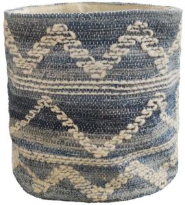 SEI-B-2377 Blue & White Hand Woven Basket