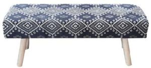 SEI-BN-1538 Navy & White Hand Woven Bench