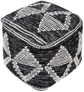 SEI-PO-1449 Black & White Handmade Pouf