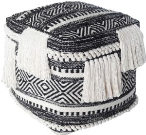 SEI-PO-1665 Black & White Handmade Pouf