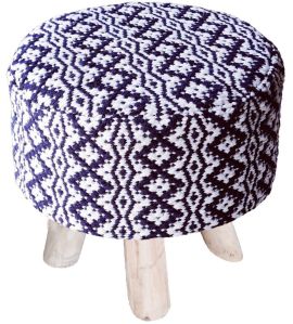 SEI-S-1505 Navy & White Hand Woven Stool